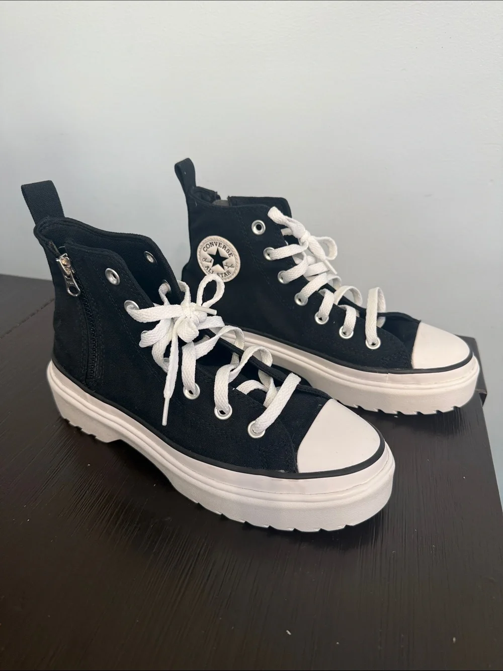 LIKE NEW Converse Black & White Platform High Top Sneakers